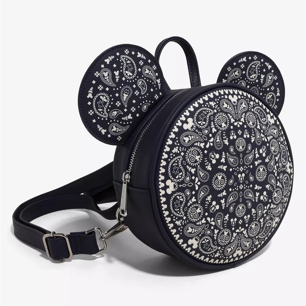Disney Mickey Mouse Navy Blue Paisley Mini Backpack - Picture 7 of 8